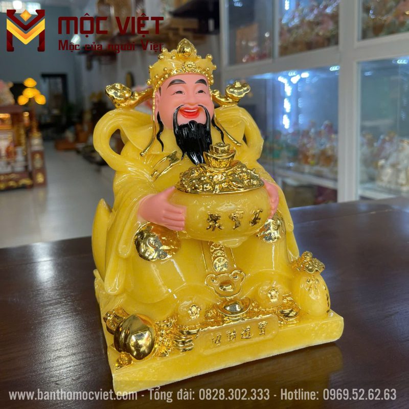 Tượng thần tiền màu vàng chất liệu đá cao cấp