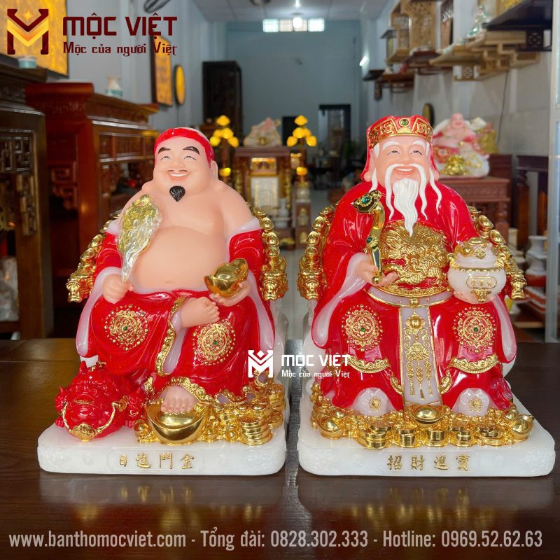 Tượng thần tài chất liệu đá cao cấp màu Đỏ