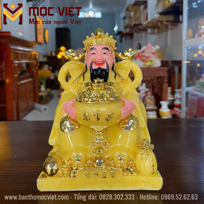 Tượng thần tiền màu vàng chất liệu đá cao cấp