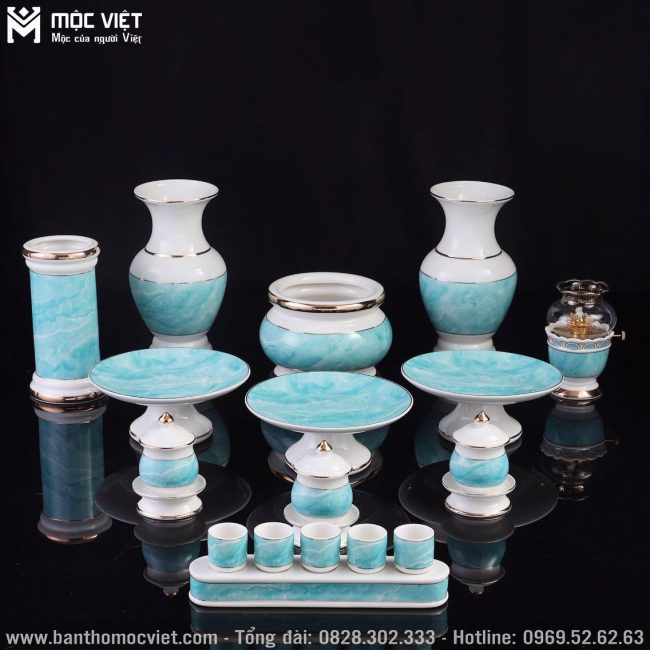 bộ bát hương vân đá xanh đẹp