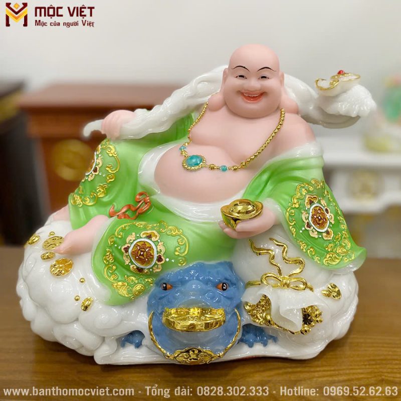 Mẫu tượng phật di lặc gấm màu xanh lá