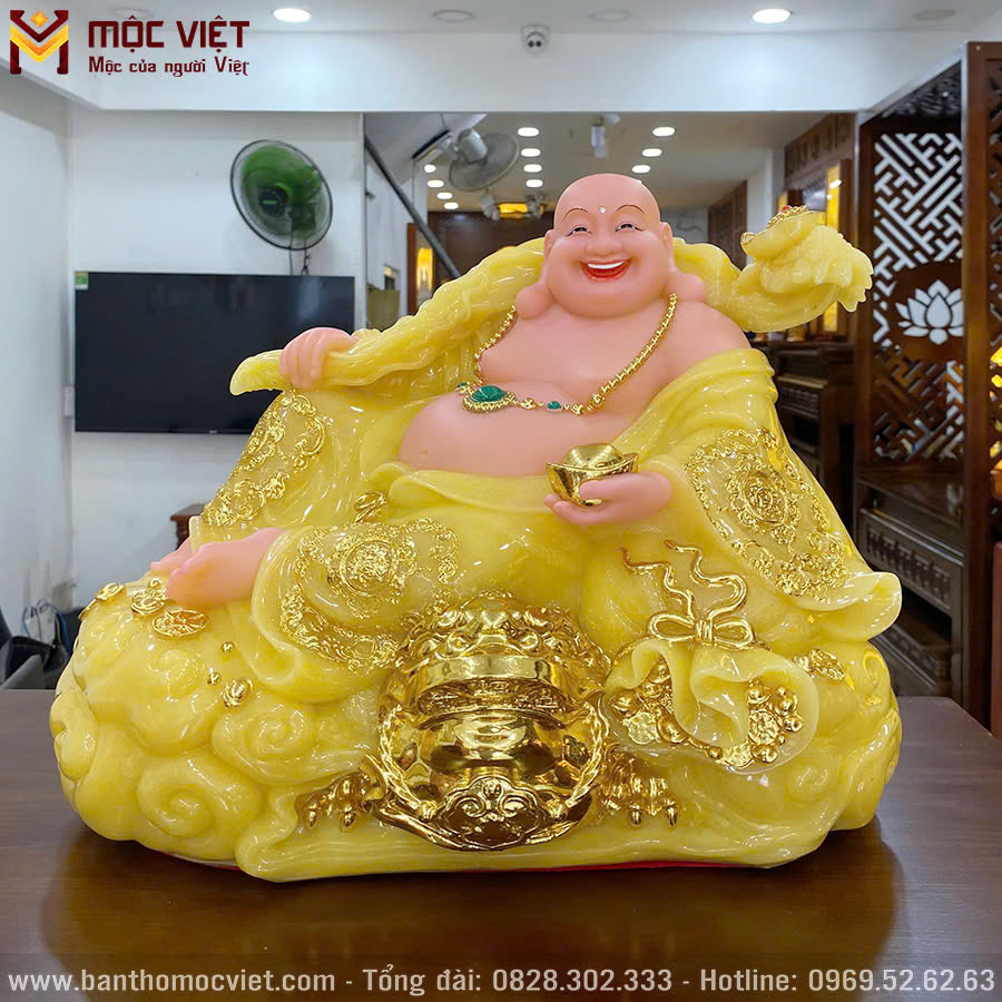 Tượng phật di lặc màu vàng đẹp Tượng phật di lặc màu vàng đẹp