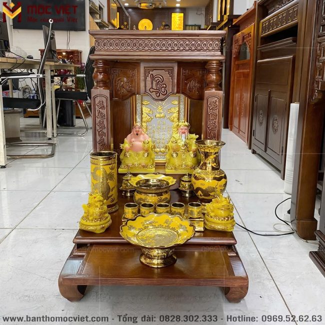 Mẫu bàn thờ thần tài cột Phúc Lộc Thọ