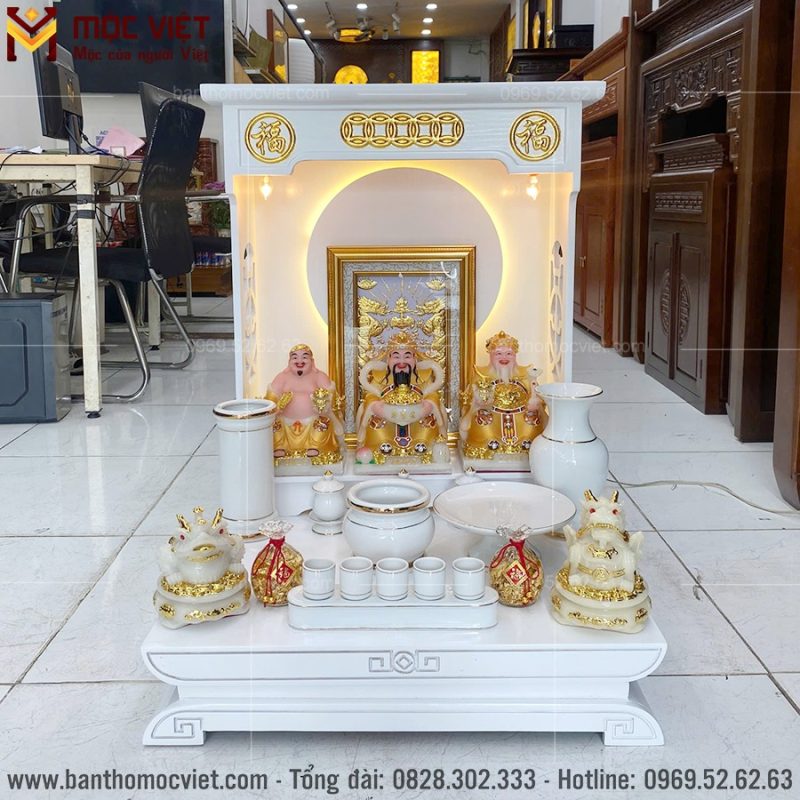 Mẫu bàn thờ hào quang màu trắng đẹp