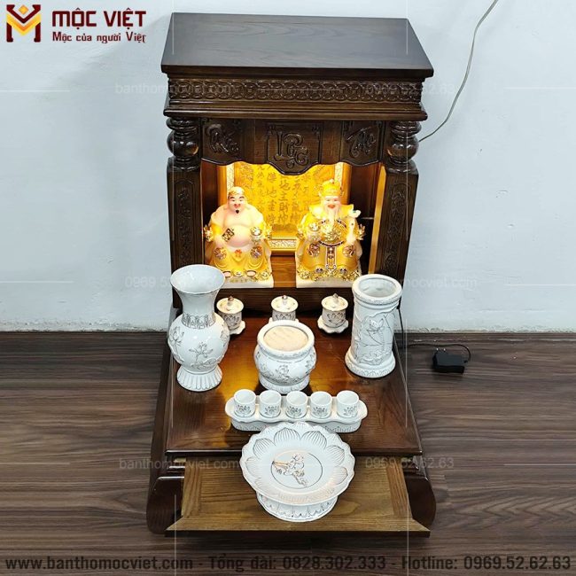 Bàn thờ thần tài phúc lộc thọ thiết kế ngăn kéo tiện dụng
