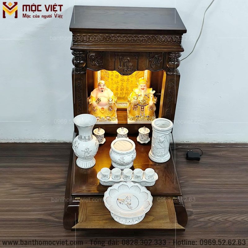 Bàn thờ thần tài phúc lộc thọ thiết kế ngăn kéo tiện dụng