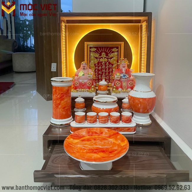 Mẫu bàn thờ ông địa thần tài hào quang hiện đại